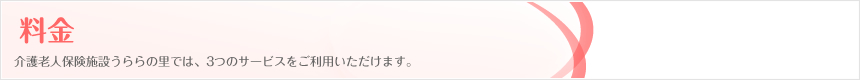 料金｜介護老人保険施設うららの里では、3つのサービスをご利用いただけます。